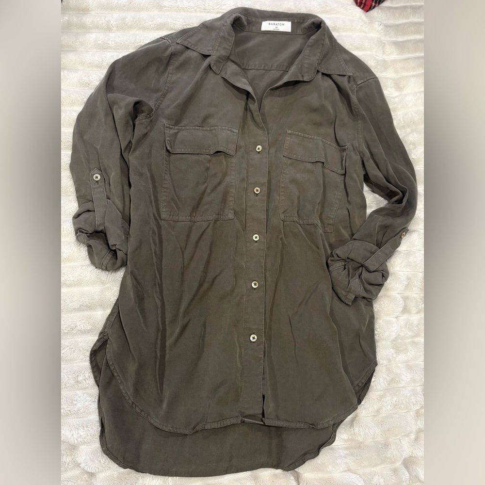 Babaton Olive Green Button-Down Utility Shirt - image 2